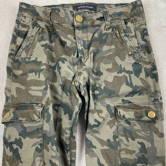 Ashley Mason Womans Camo Cargo Pants 7/28 Cotton & Spandex Blend Machine Washabl - Picture 2 of 16